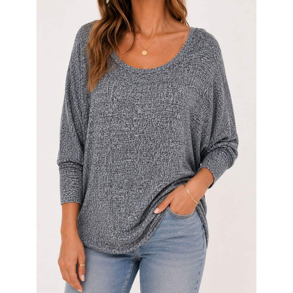Express Marled Gray Dolman Sleeve Knit Sweater‎ Top Medium Boho Casual Soft